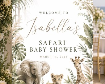 Safari Baby Shower Welcome Sign – Custom Jungle-Themed Foam Board – Personalized Baby Shower Decor