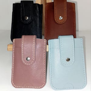Handmade Leather Card Holder Wallet: Slim Pull Tab Design
