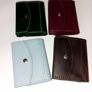 Cartera de cuero hecha a mano para mujer / Monedero vintage pequeño / Tarjetero compacto de cuero genuino para regalo
