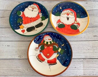 Vintage Royal Norfolk Santa & Snowman Christmas Holiday Dessert Plates 8” Set of 3
