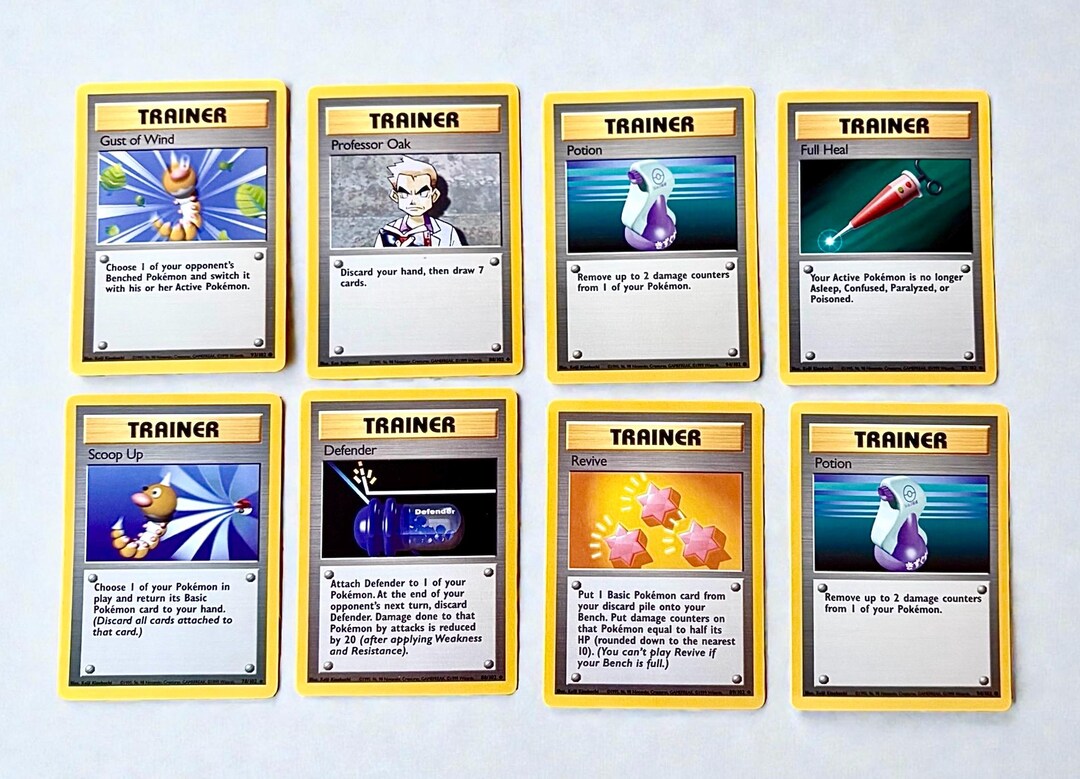 Vintage Pokémon Trainer Card Lot – 8 Cards – 1999 Wizards of the Coast ...