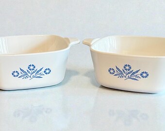 Vintage Corning Ware Blue Cornflower Casserole Dishes Set of 2 P-45-B 22 oz