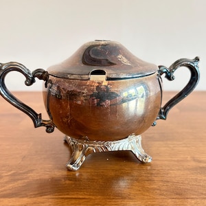 Vintage Silverplate Sugar Bowl: Ornate Farmhouse Kitchen Decor - Missing Knob