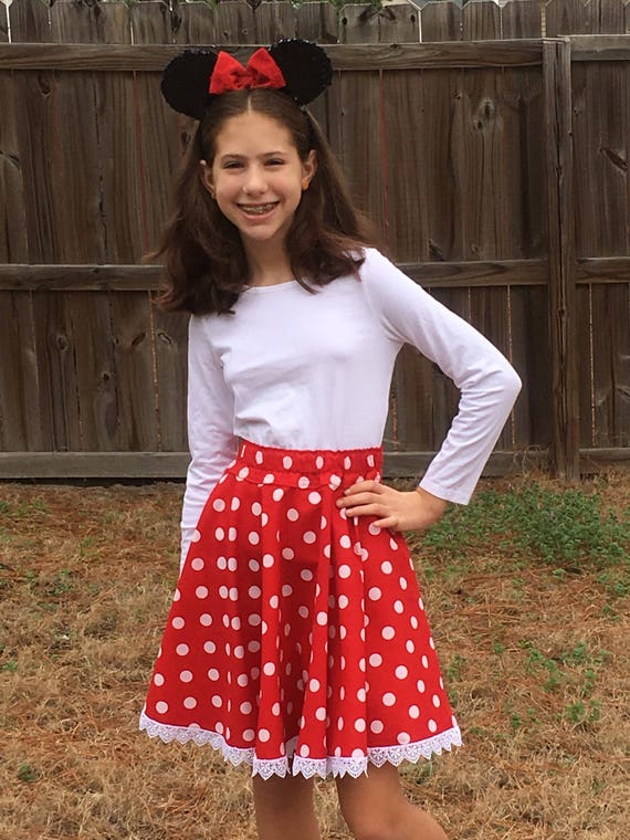 Girls Red Polka Dot Minnie Mouse Full Circle Skirt by osodarling