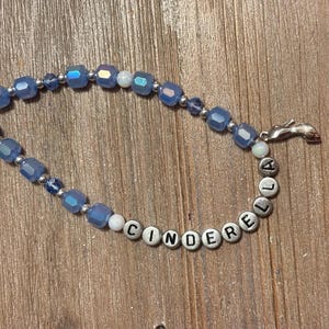Cinderella Phone Charm: Blue Glass Beads, Silver Shoe Keychain