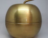 large, vintage, mid century. brass apple, shelf decor, paper weight, trinket box