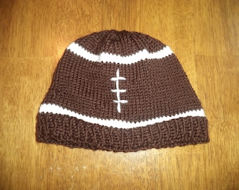 Baby football hat hand knit