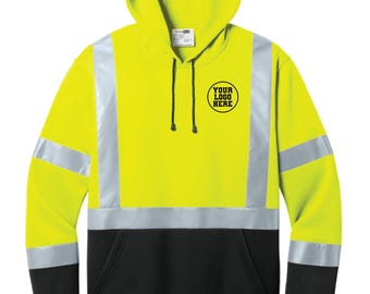 Custom Logo Safety Reflective Hoodie, ANSI Class 3 Fleece Pullover