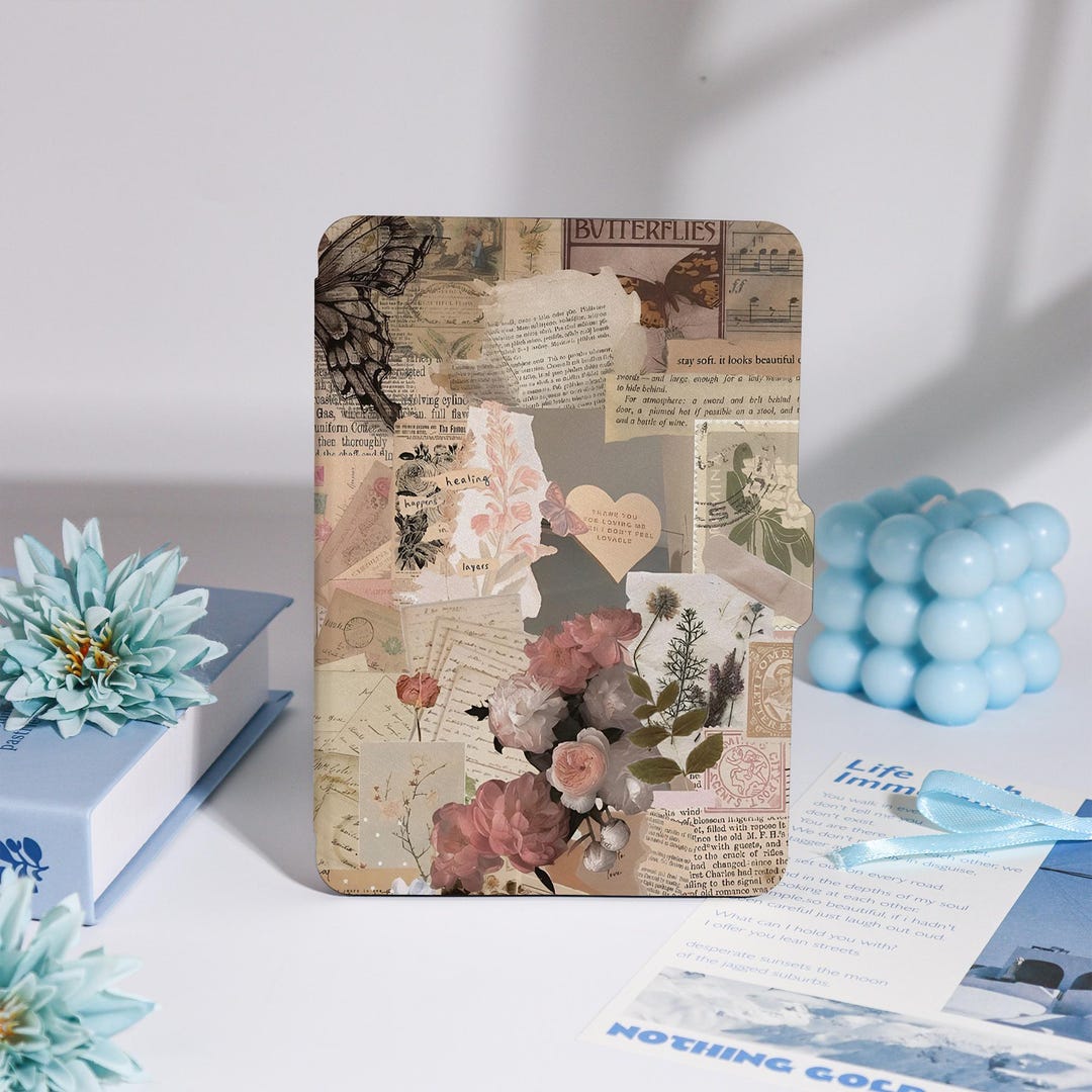 Vintage Floral & Butterfly Collage Kindle Case for Kindle Paperwhite 1 ...