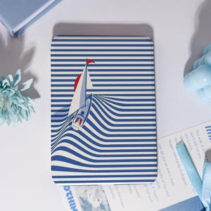 Blue & White Striped Sailboat Kindle Case for Kindle Paperwhite 1/2/3/4, Colorsoft Kindle 11th Cover for Paperwhite10th 6&#39;&#39; for Bookish Gift