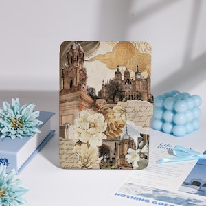 Vintage Castle & Floral Collage Kindle Case For Kindle Paperwhite 1/2/3/4,Colorsoft Kindle 11th,Paperwhite 10th,Kobo Case,For Bookish Gift