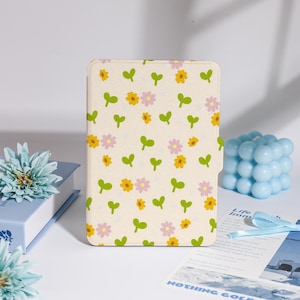 Cute Little Flower & Green Leaf For Kindle Paperwhite 1/2/3/4, Colorsoft Kindle 11th, Paperwhite10th 6&#39;&#39;, Kobo Clara Color, For Bookish Gift