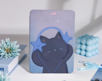 Casque d'écoute avec chat mignon avec étoiles pour Kindle Paperwhite 1/2/3/4, Kindle 11, Paperwhite 10e 6 pouces Colorsoft, couleur Kobo Clara, pour cadeau livresque