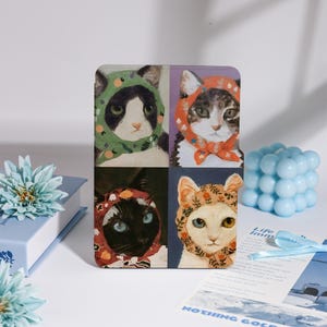 Charming Cats with Floral Headscarves Kindle Case For Paperwhite 1/2/3/4,Colorsoft Kindle 11th,Paperwhite 10th,Kobo Clara2E,For Bookish Gift