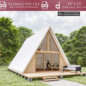 A Frame House Plans 20 x 30, Cabin House Plans, Tiny House Plans, A Frame Cabin Floor Plans, 2 Bedroom 600 SQFT Small House Plans