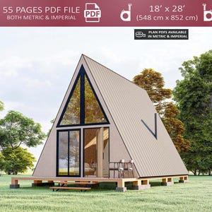 A Frame House Plans 18&#39; x 28&#39;, Cabin House Plans, Tiny House Plans, A Frame Cabin Plans, 1 Bedroom House Adu Floor Plans, Small House Plans