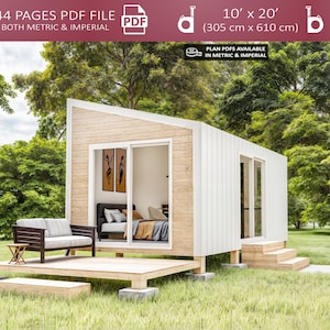 Small Cabin Plans 10x20, Tiny House Plans, Cabin House Plans, DIY Tiny Home, 200 SQFT Adu Plans, 1 Bedroom House Plans, Tiny Cottage Plans