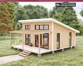 Tiny House Plans 18x22, Cabin House Plans, DIY Tiny Home, Small Cabin Plans, 1 Bedroom House Plans, 400 SQFT Adu House Plans, Cottage Plans