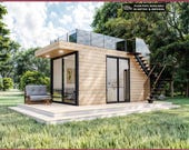 Tiny House Plans 10x21, 1 Bedroom Cabin, House Blueprints, 210 SQFT, Cottage Adu, Small Home Plan