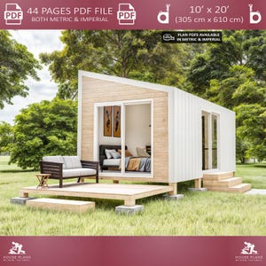 Small Cabin DIY 10x20, Tiny House Plans, Cottage Plans, Adu Plan