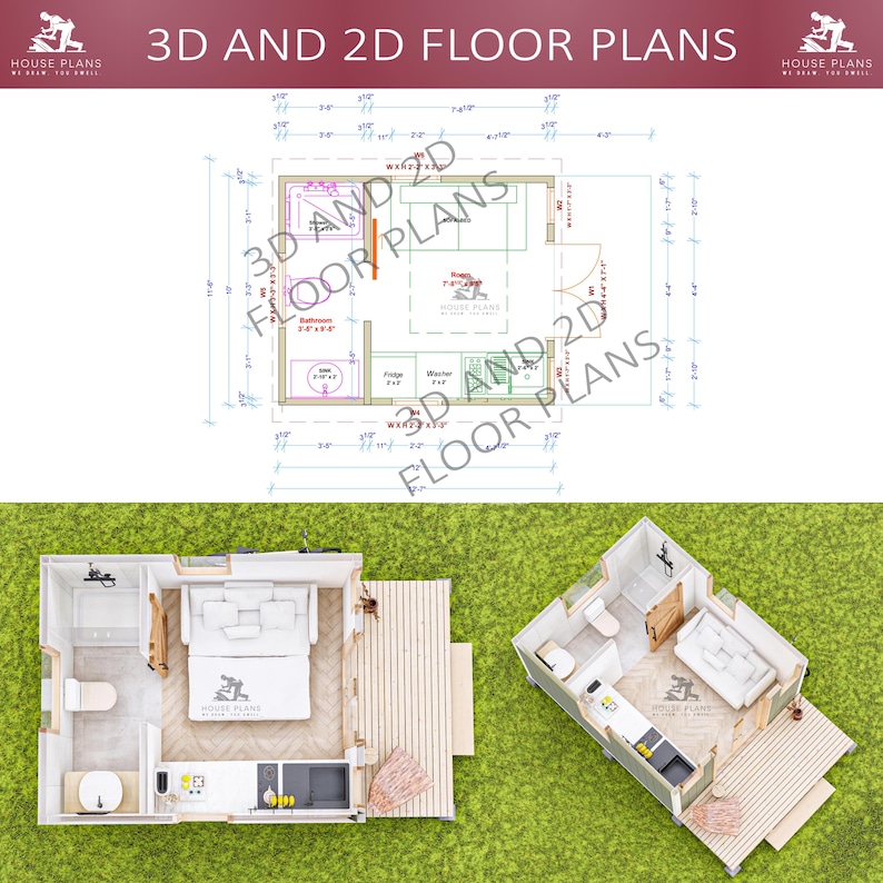 Cabin Plans 10x12, Tiny House Plan, Small House, 1 Bedroom Cottage - Etsy
