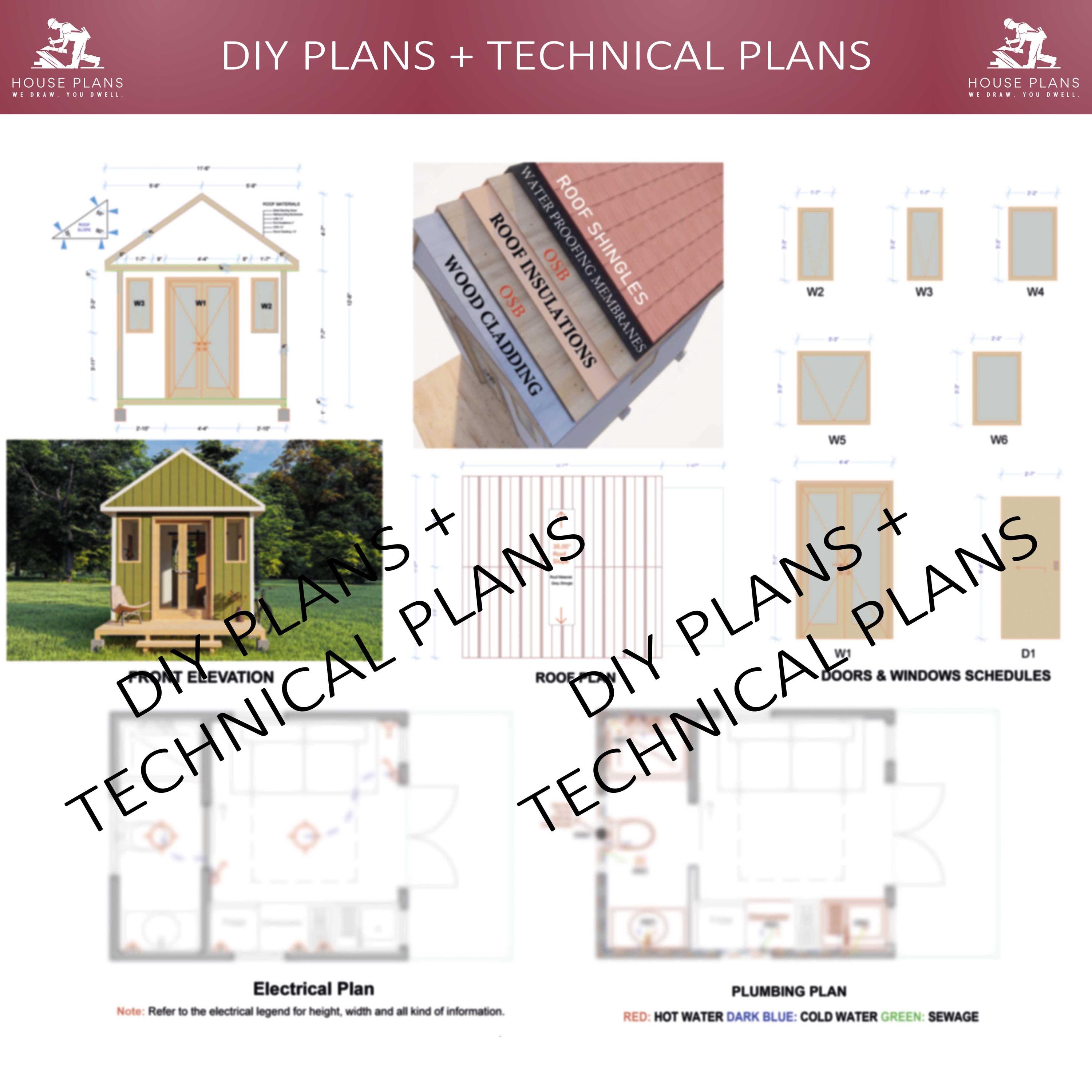 Cabin Plans 10x12, Tiny House Plan, Small House, 1 Bedroom Cottage - Etsy