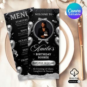 Full Picture Menu and Drink Card, menu template, Menu Template, Menu Cards, Dinner Menu, Birthday Menu, Birthday Dinner Menu, Party Menu