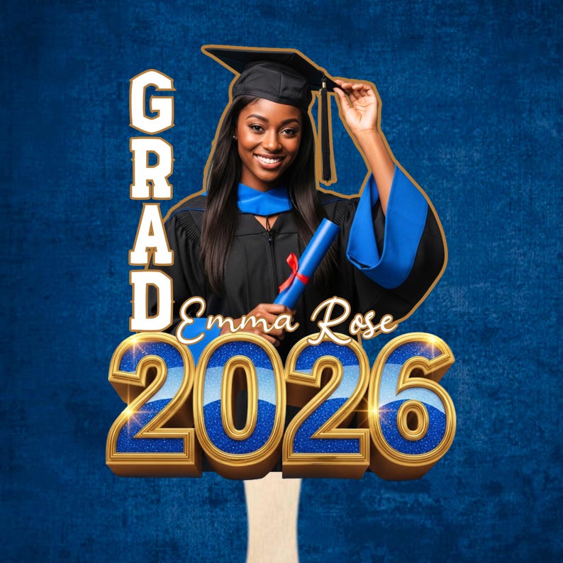 5 Blue Graduation Fan Canva Editable Templates, Graduate Fans Senior ...