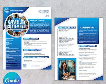 Modello Canva per la dichiarazione di capacità, progettazione della dichiarazione di capacità aziendale, panoramica aziendale, documento aziendale per appalti pubblici