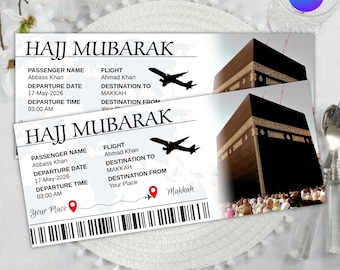 Hajj Umrah Boarding Pass, Editable Hajj Ticket, Hajj Plane Ticket, Umrah Hajj Gift, Travel Ticket,Umrah Mubarak,Hajj Mubarak, Makkah,Madinah