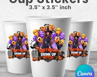 Styrofoam Cup Sticker Template, Halloween Birthday Design, Styrofoam Cup Sticker,Shot Glass and T-Shirt Designs,Horoscope Sublimation Design