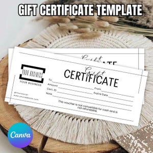 Gift Certificate Template, DIY Printable Gift Voucher Certificate, Minimalist, Modern Gift Certificate, Canva Editable, Instant Download