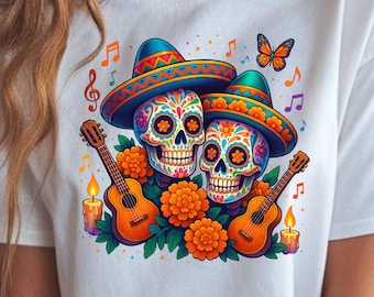 Dia De Los Muertos PNG, Mexican Ghost Clipart, Dia De Los Muertos Shirt Design, Day of the Dead Clipart, Sugar Skull Design Instant Download