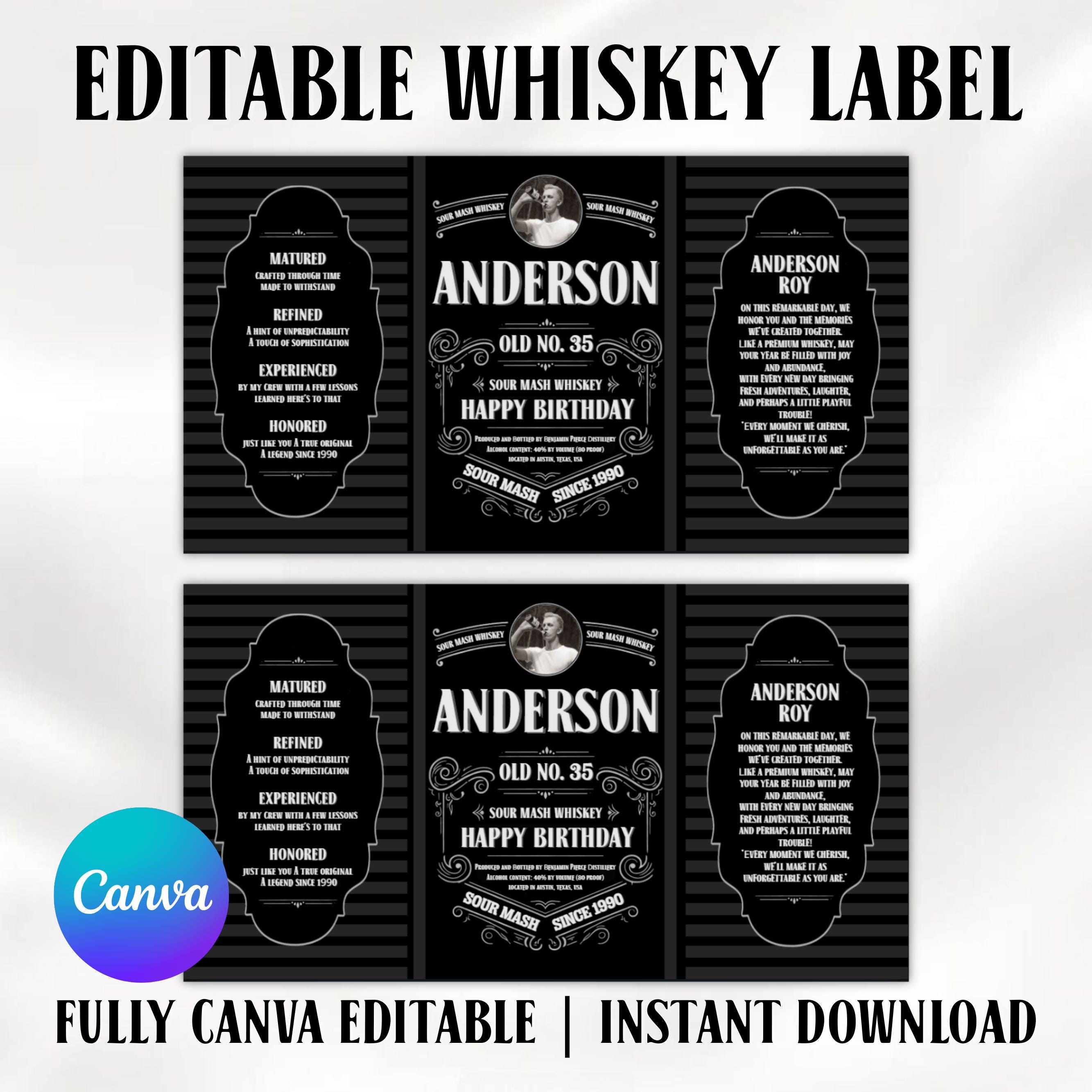 Custom Scotch Label Custom Whiskey Label Canva Template, Editable Whiskey Bottle Label ...