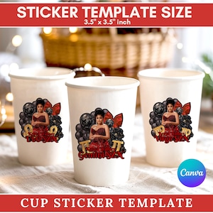Styrofoam Cup Sticker Template, Editable Party Cup Template Customizable Styrofoam Cup Design, Cup Sticker Template, Custom Party Cups Canva
