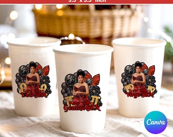Styrofoam Cup Sticker Template, Editable Party Cup Template Customizable Styrofoam Cup Design, Cup Sticker Template, Custom Party Cups Canva
