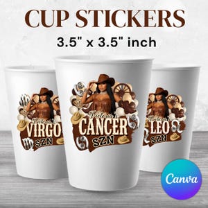 Western Styrofoam Cup Sticker Template, Hoedown Party Cup Template Customizable Styrofoam Cup Design, Cup Sticker Template Party Cups Canva