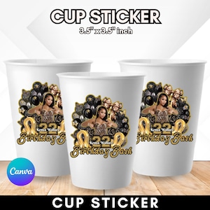 Styrofoam Cup Sticker Template, Editable Party Cup Template Customizable Styrofoam Cup Design, Cup Sticker Template, Custom Party Cups Canva