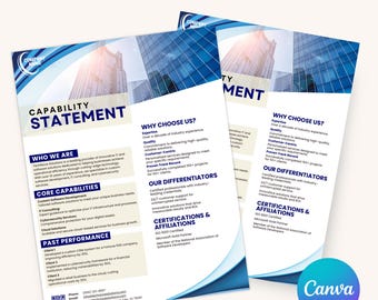 Modello di dichiarazione di capacità, progettazione della dichiarazione di capacità aziendale, dichiarazione modificabile, panoramica aziendale, dichiarazione di marketing contrattuale