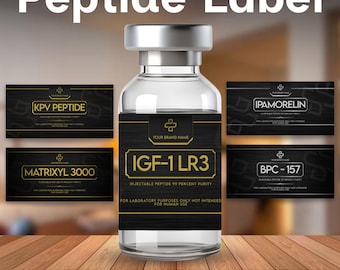 Peptide Label Template, peptide Printable Label, Peptide Therapy Canva template, Peptide Marketing LABEL Template