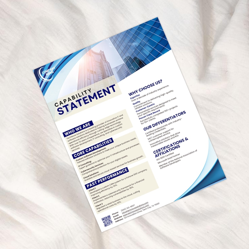 Capability Statement Template, Business Capability Statement Design ...