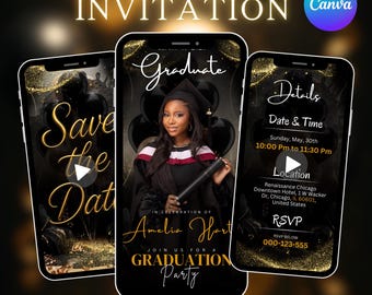 Digital & Editable Save the Date Grad E-Invite Template, Instant Download Iphone Invitation, Text Message Invite, Class of 2025 College Grad