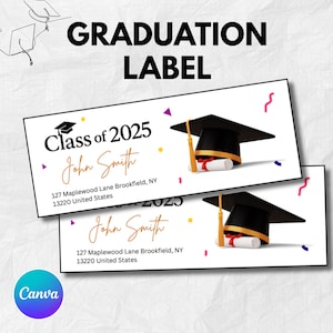 Graduierung Ankündigung Mailing Label, Klasse von 2025 Etiketten, Grad Party Adressetiketten, druckbare Graduierung Aufkleber, digitaler Download