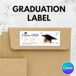 Graduierung Ankündigung Mailing Label, Klasse von 2025 Etiketten, Grad Party Adressetiketten, druckbare Graduierung Aufkleber, digitaler Download