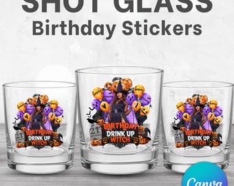 Birthday Party shot glass template, Halloween Shot Glass, Styrofoam Cup Sticker, Shot Glass and T-Shirt Designs,Horoscope Sublimation Design