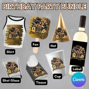 Editable Party Cup Birthday Canva Template, Shot Glass Label,Party Shirt Design, Editable Birthday Bundle ,Customizable Styrofoam Cup Design
