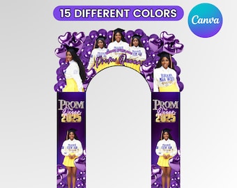 Modello di arco d'ingresso per il ballo di fine anno 2025, decorazione per arco di commiato per il ballo di fine anno, arco per foto d'ingresso con palloncino viola per il ballo di fine anno, arco di benvenuto per il ballo di fine anno, modello per arco per il ballo di fine anno