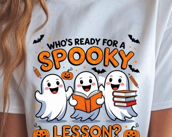 Teacher Halloween Pencil Png, Who's ready for Spooky Lesson,Trick Or Teach Spooky Teacher Design,Halloween Teacher Shirt,Teacher Sublimation