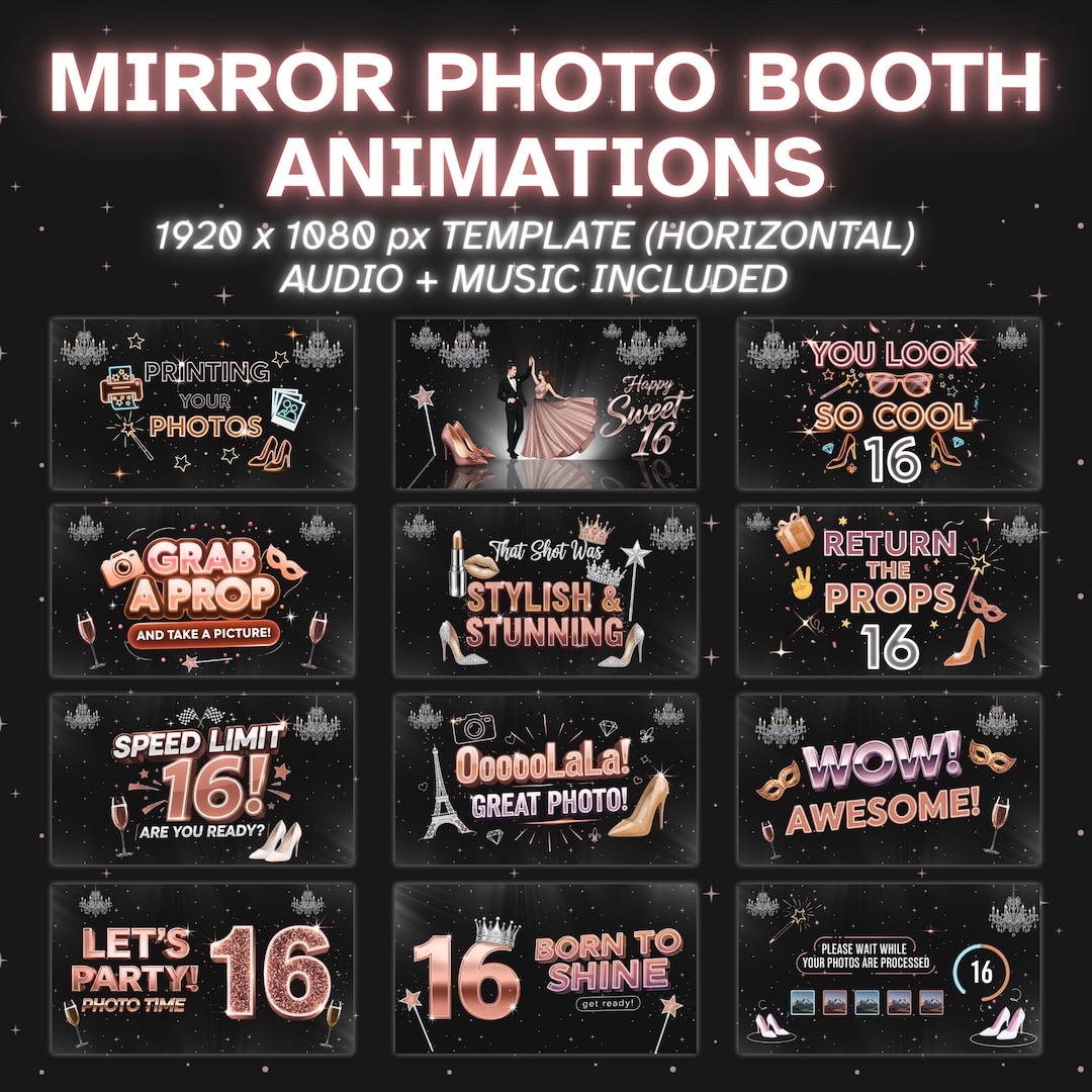 Sweet 16 Mirror Booth Animation, Magic Mirror Booth 1920x1080, Touch to ...