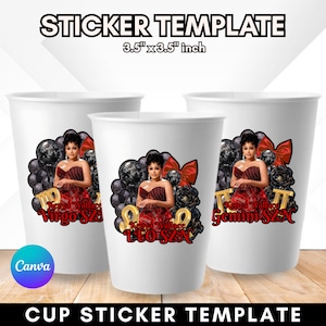 Styrofoam Cup Sticker Template, Editable Party Cup Template Customizable Styrofoam Cup Design, Cup Sticker Template, Custom Party Cups Canva